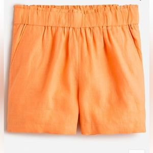 Pull on orange linen shorts